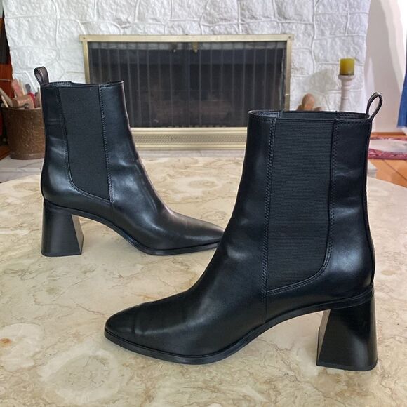 Zara Vegan Leather Ankle Boots Pointed Toe - Picture 6 of 13